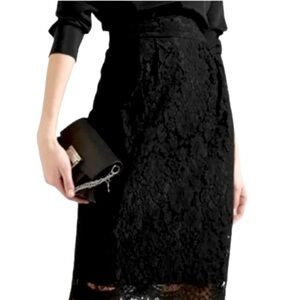 Loft Black Lace Lined Midi Skirt